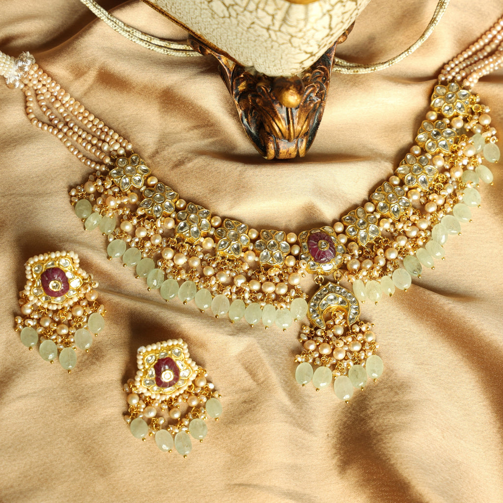 Parinita Necklace And Ishanvi Tops Polki Set