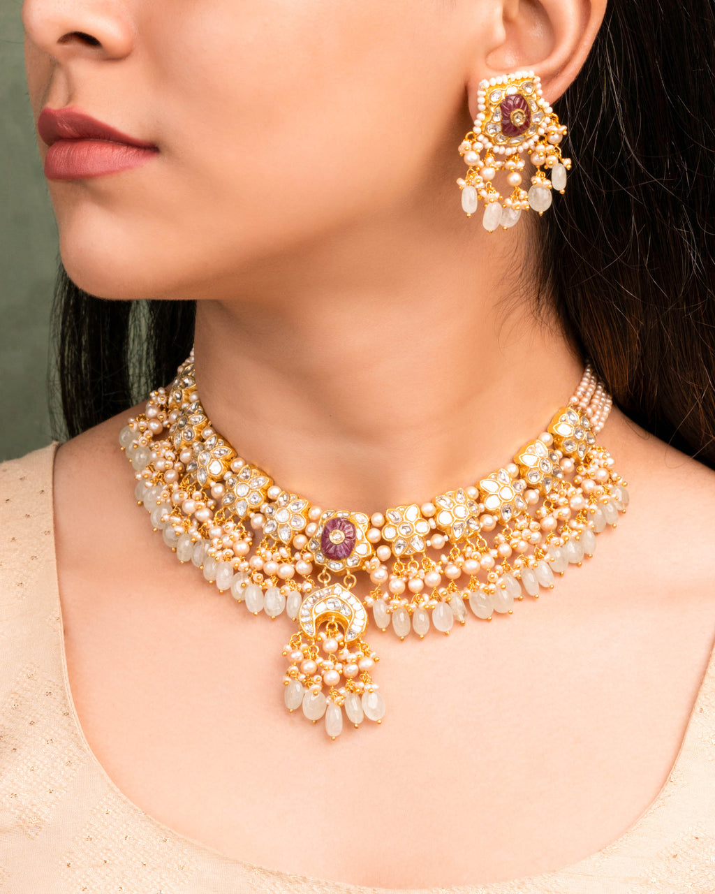 Parinita Necklace And Ishanvi Tops Polki Set