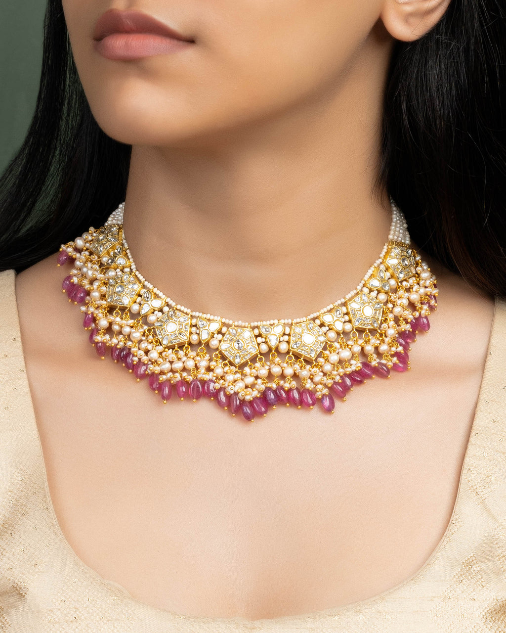Prakruti Necklace And Nirali Tops Polki Set