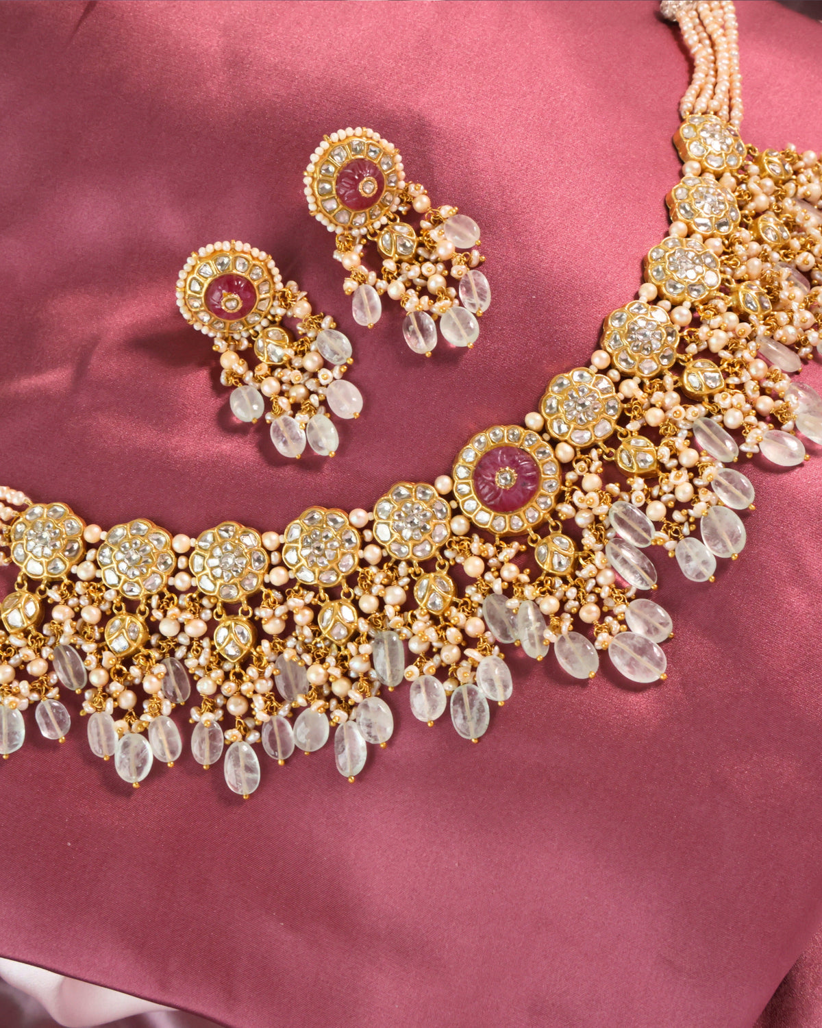 Kesariya Necklace And Aria Tops Polki Set