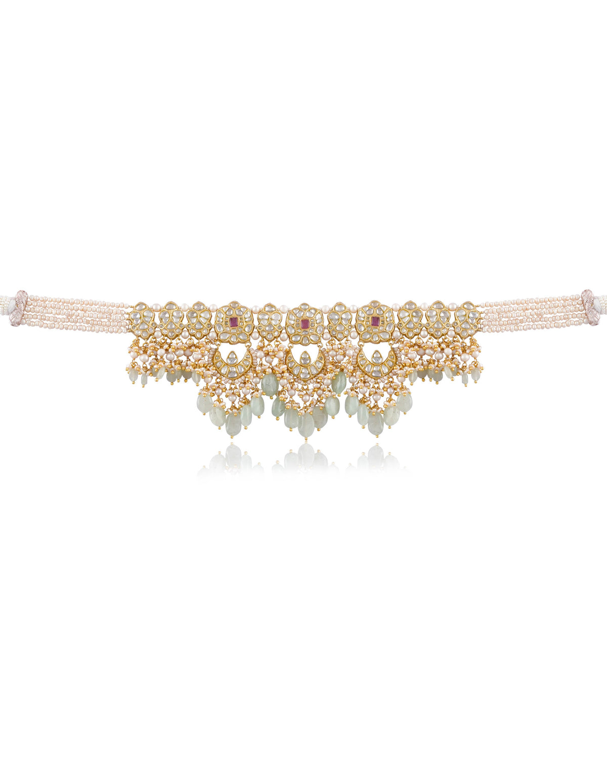 Janit Choker And Sanjana Long Earrings Polki Set