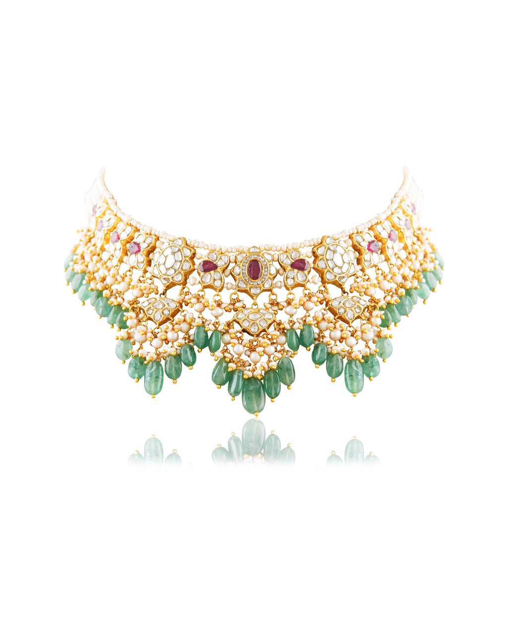 Mayuri Necklace And Vinaika Long Earrings Polki Set