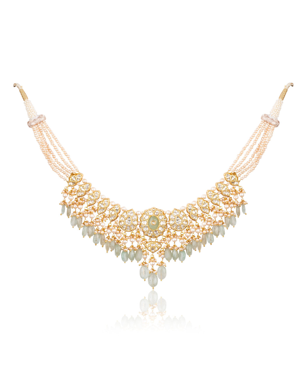 Vaidahi Necklace And Amaya Long Earrings Polki Set