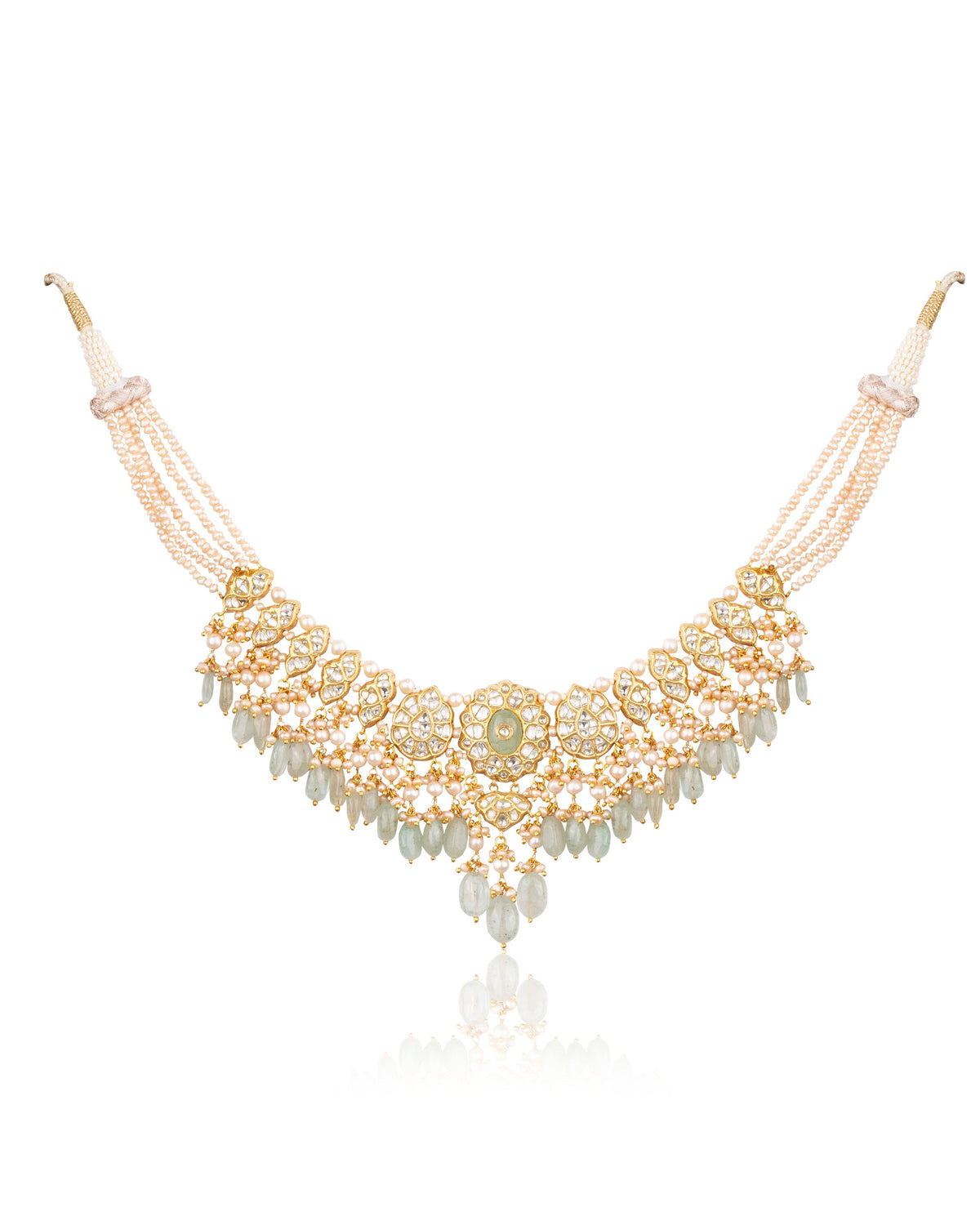 Vaidahi Necklace And Amaya Long Earrings Polki Set