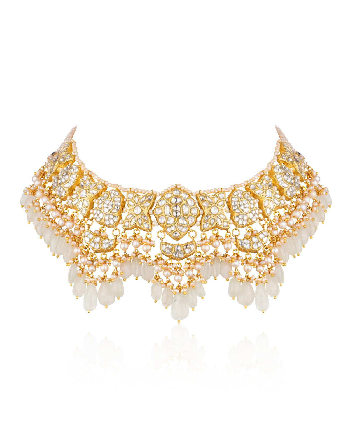 Naomi Necklace And Ziva Long Earrings Polki Set
