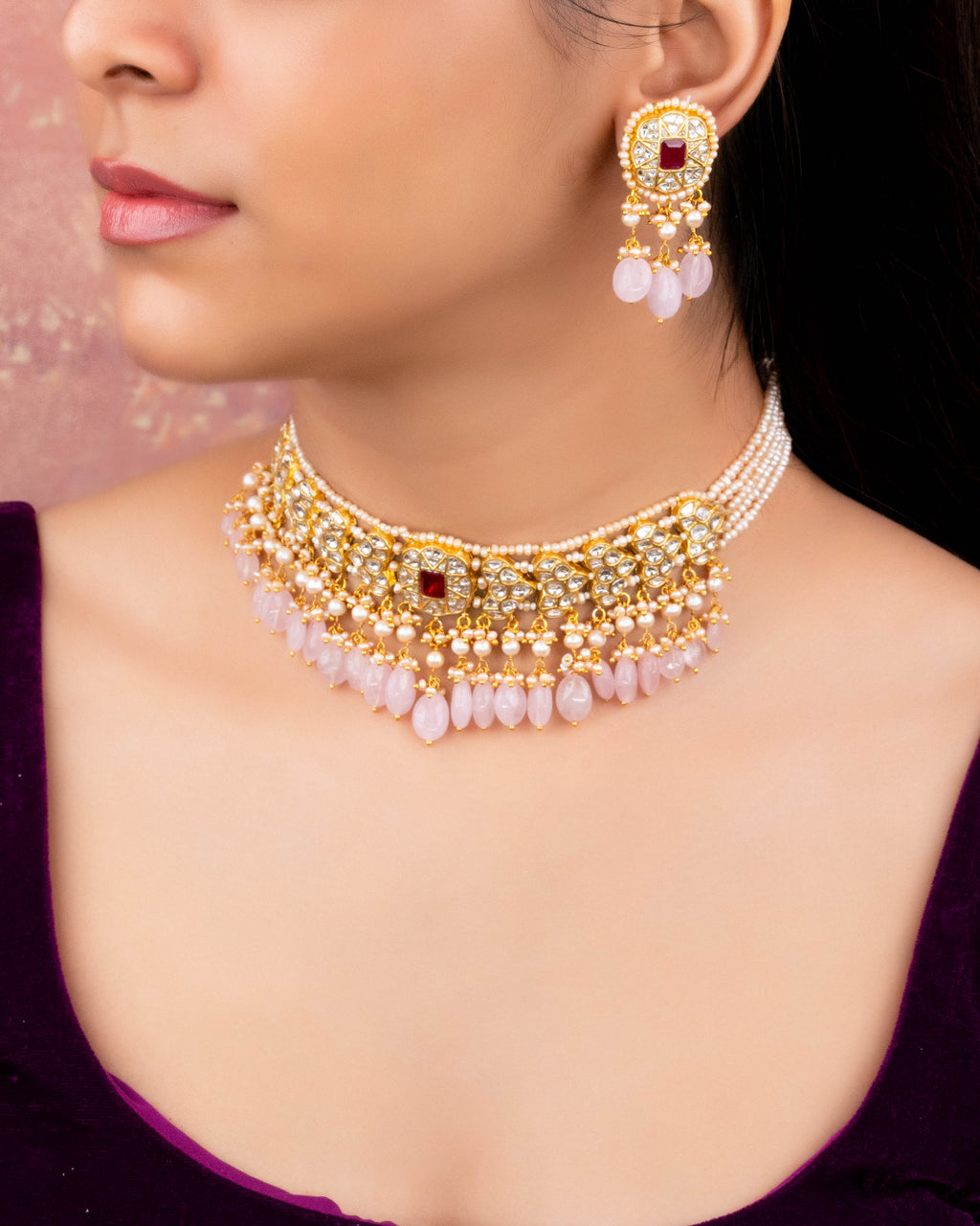 Advika Choker And Aashni Tops Polki Set