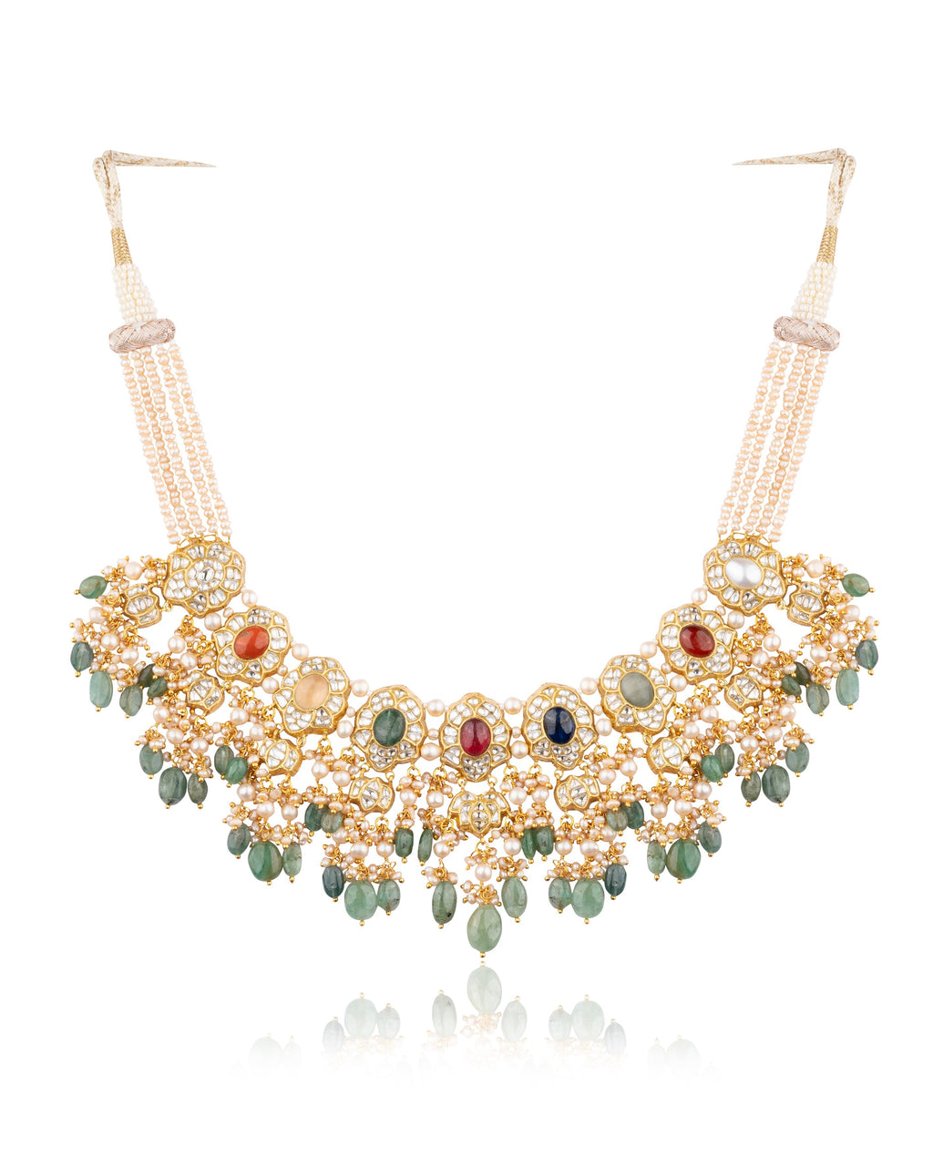 Latika Necklace And Niva Long Earrings Polki Set