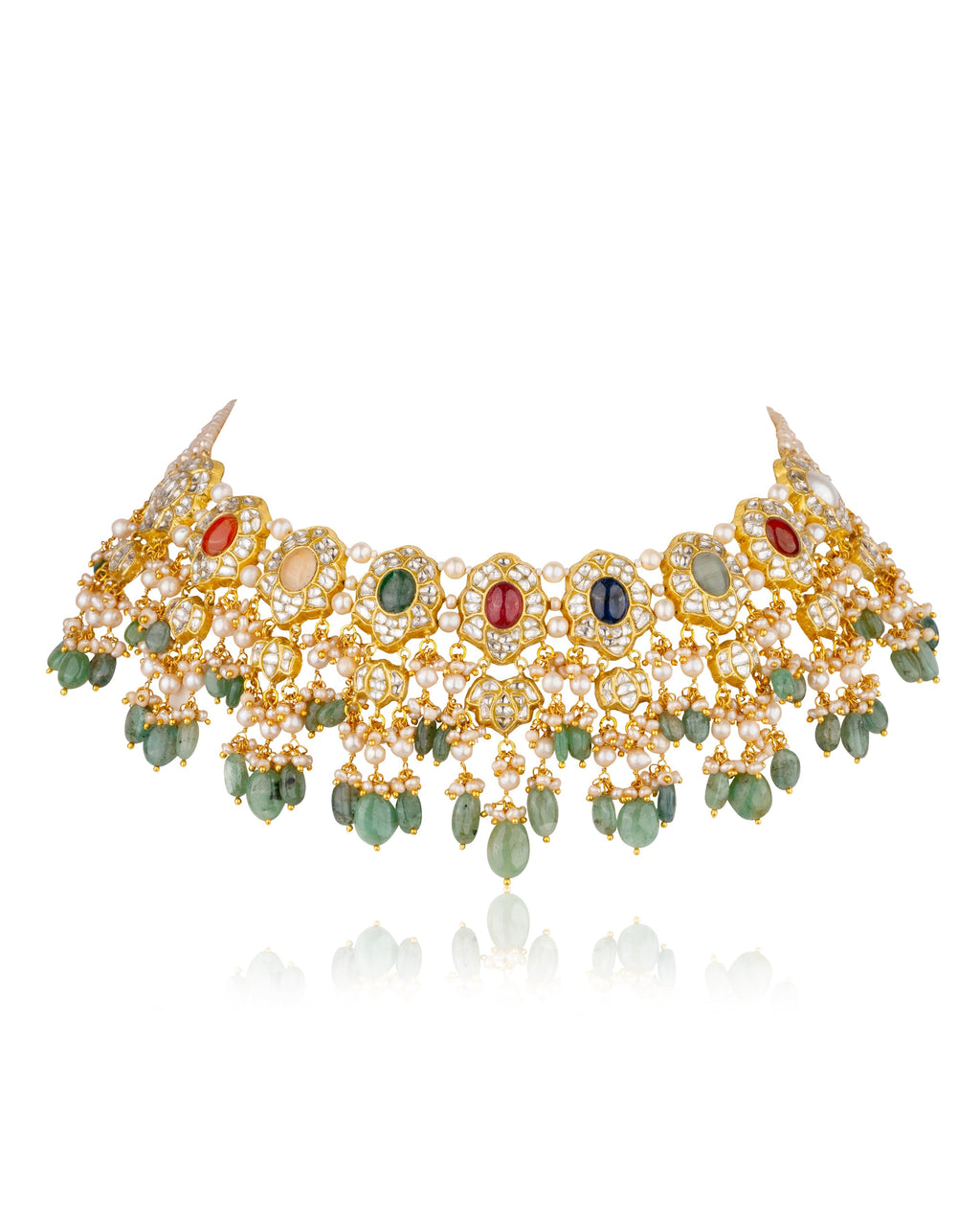 Latika Necklace And Niva Long Earrings Polki Set