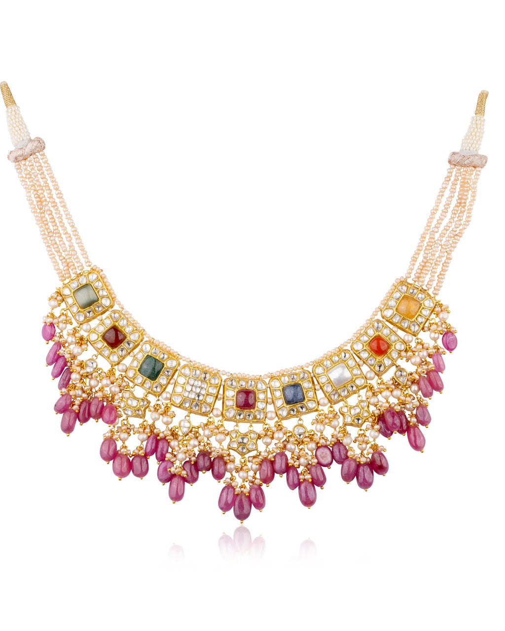 Savita Necklace And Neysa Long Earrings Polki Set