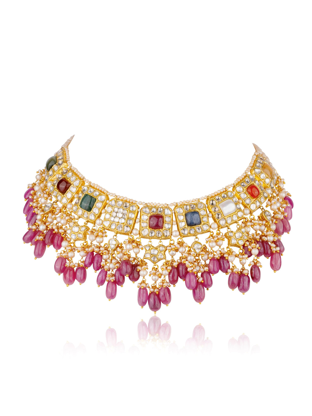 Savita Necklace And Neysa Long Earrings Polki Set