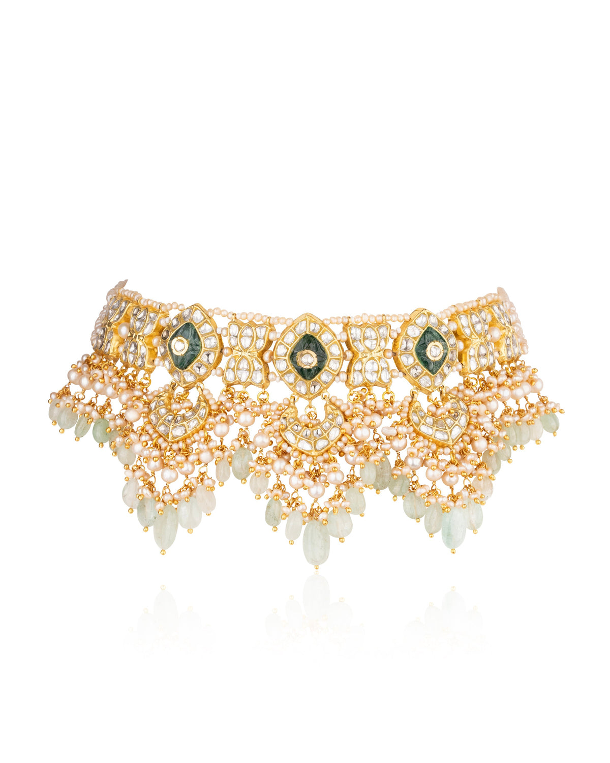 Laiba Choker And Pranali Chandbalis Polki Set