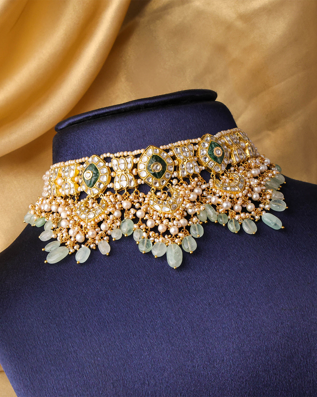 Laiba Choker And Pranali Chandbalis Polki Set