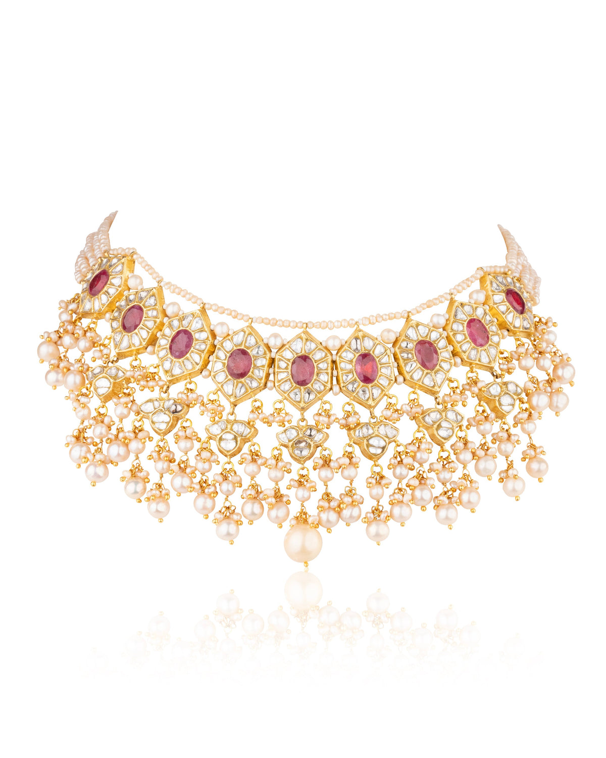 Triya Choker And Ojasvi Long Earrings Polki Set