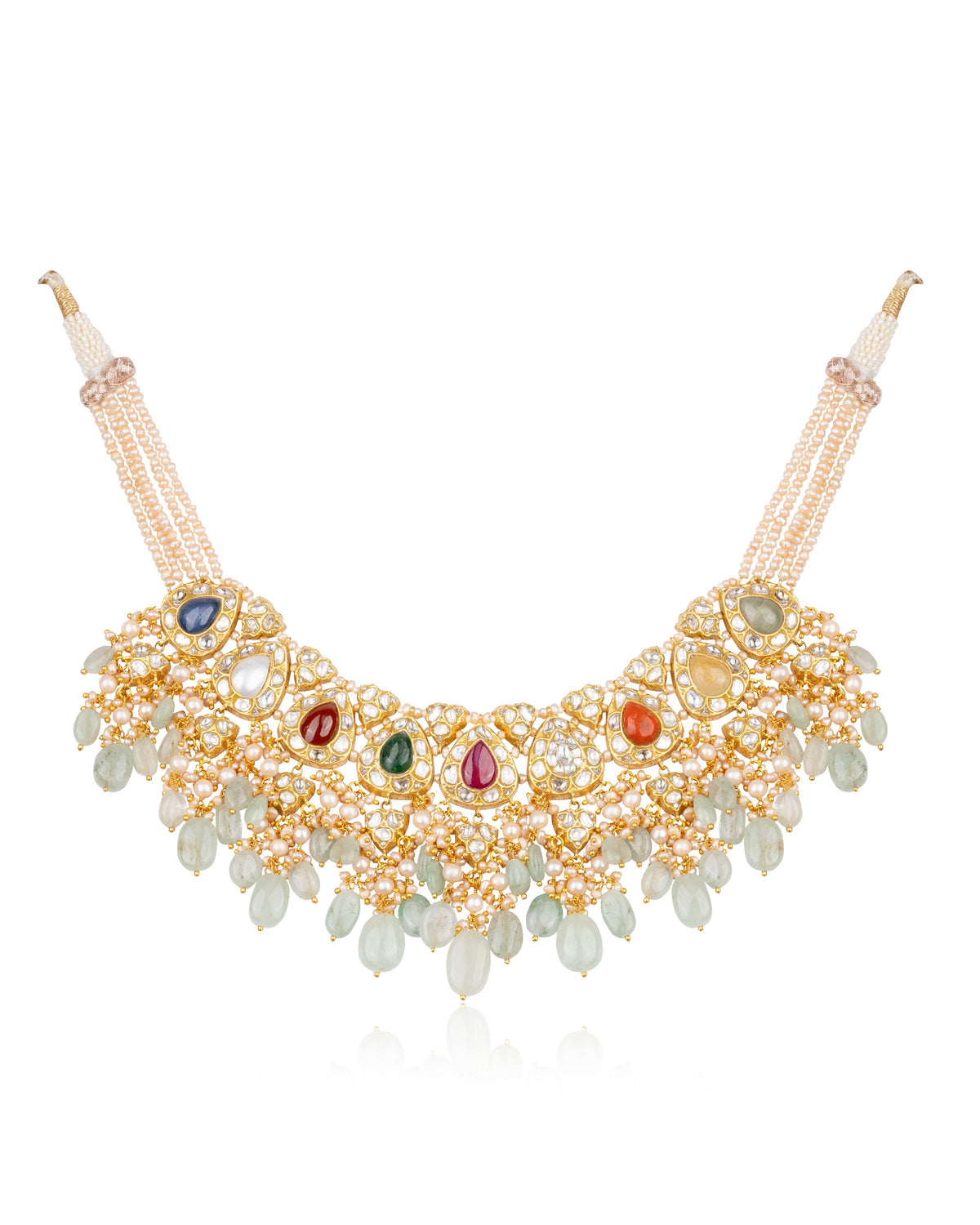 Aarini Necklace And Pihu Long Earrings Polki Set