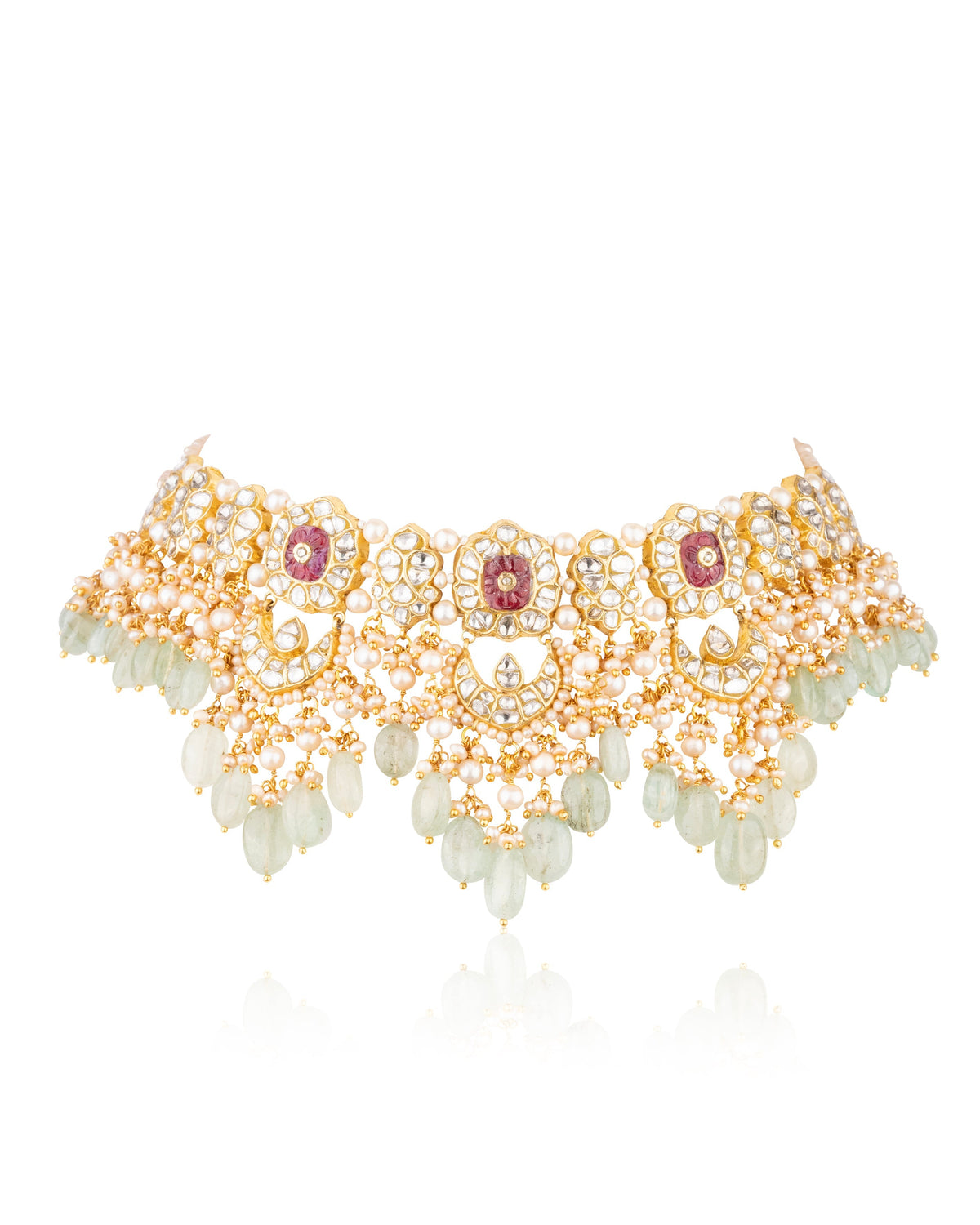 Prithi Choker And Rishima Chandbalis Polki Set