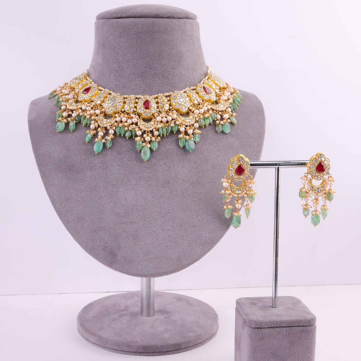 Mansi Necklace And Freya Chandbalis Polki Set