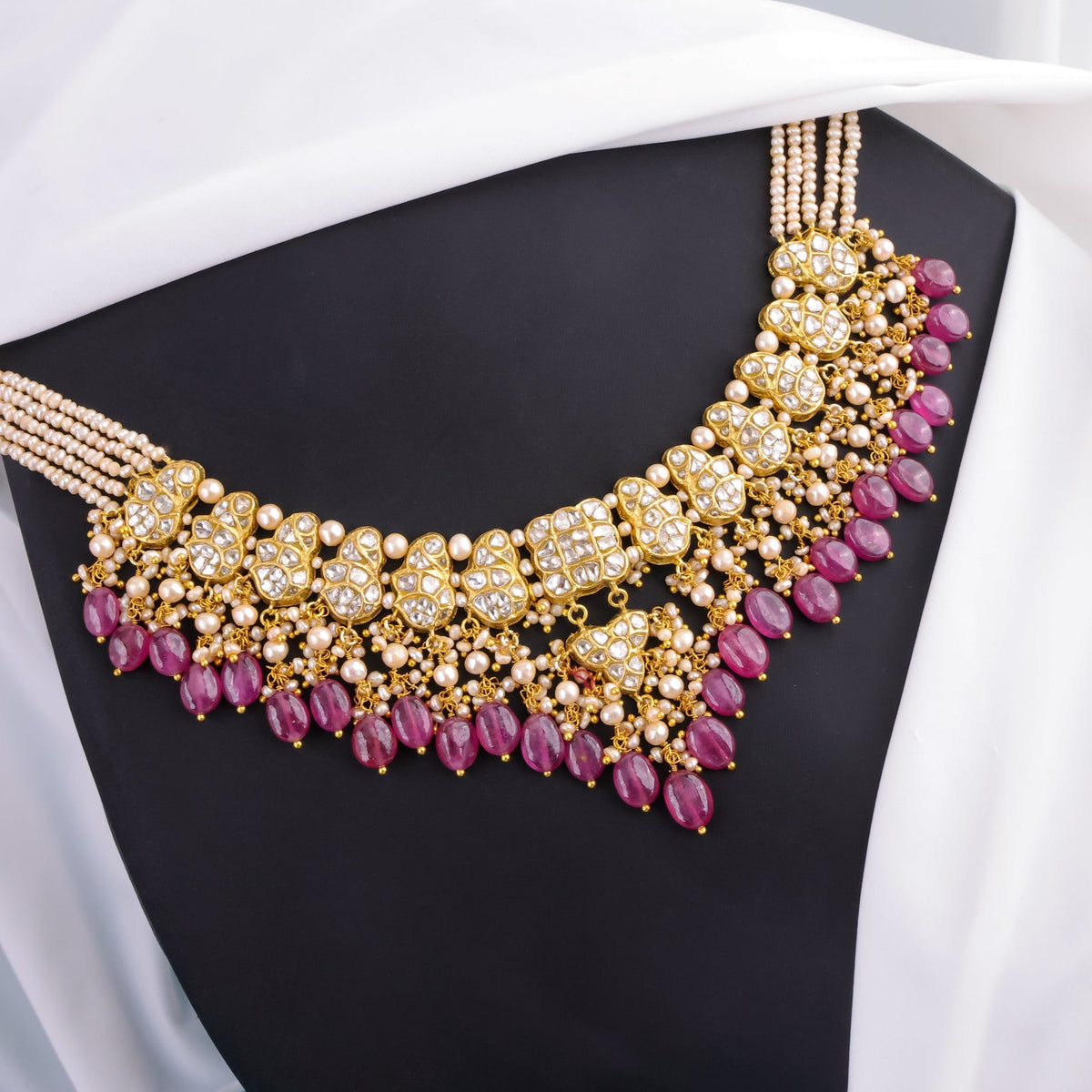 Lumen Necklace And Amara Long Earrings Polki Set