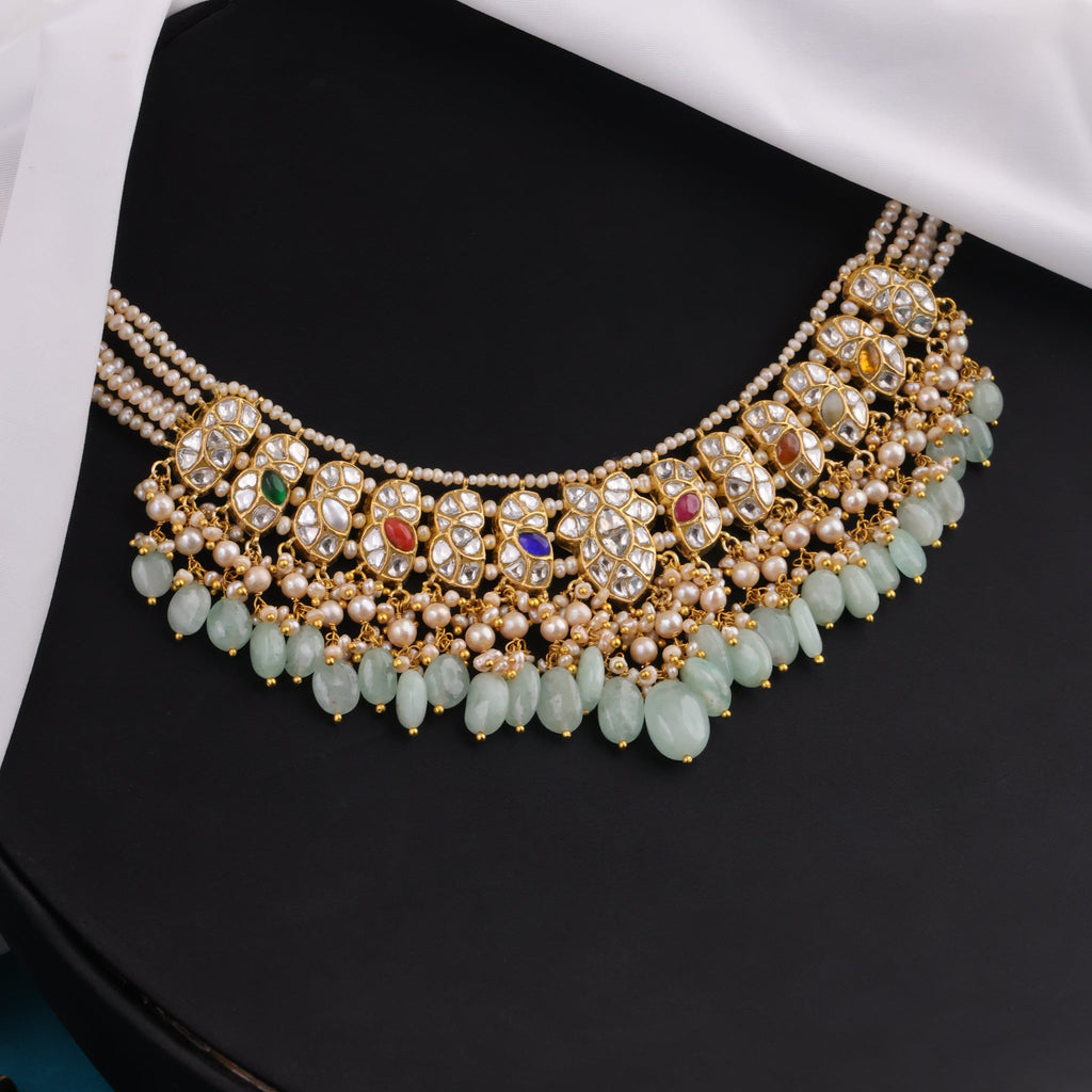 Kaushiki Necklace And Dishta Tops Polki Set