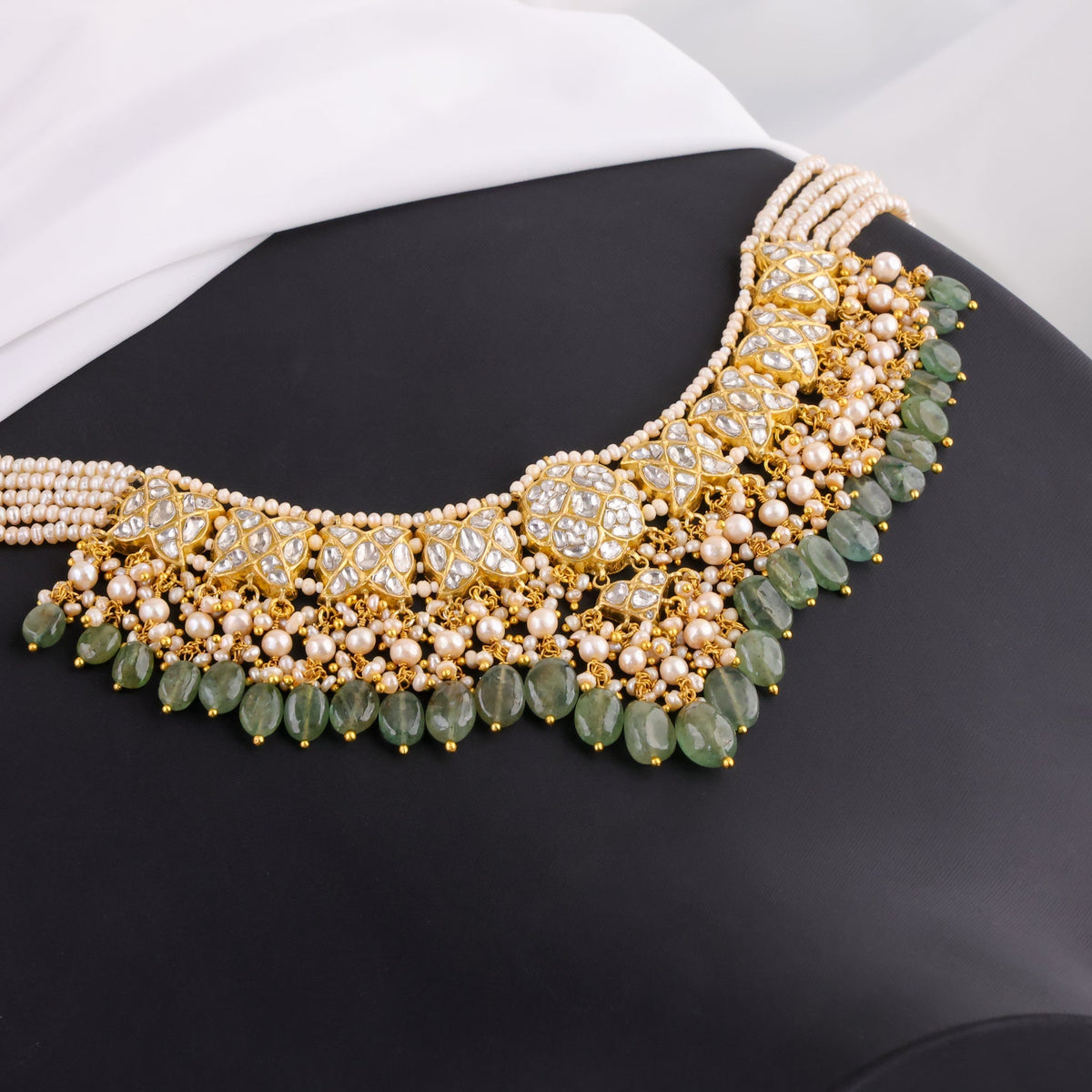 Nazlin Necklace And Haarshini Tops Polki Set