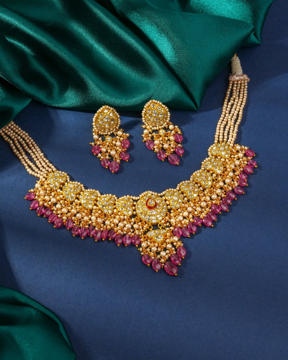 Krisha Necklace And Easha Tops Polki Set