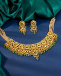 Nandini Necklace And Hanshi Long Earrings Polki Set