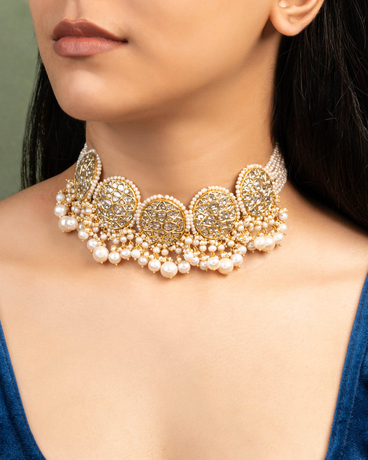 Mehel Choker And Arunima Tops Polki Set