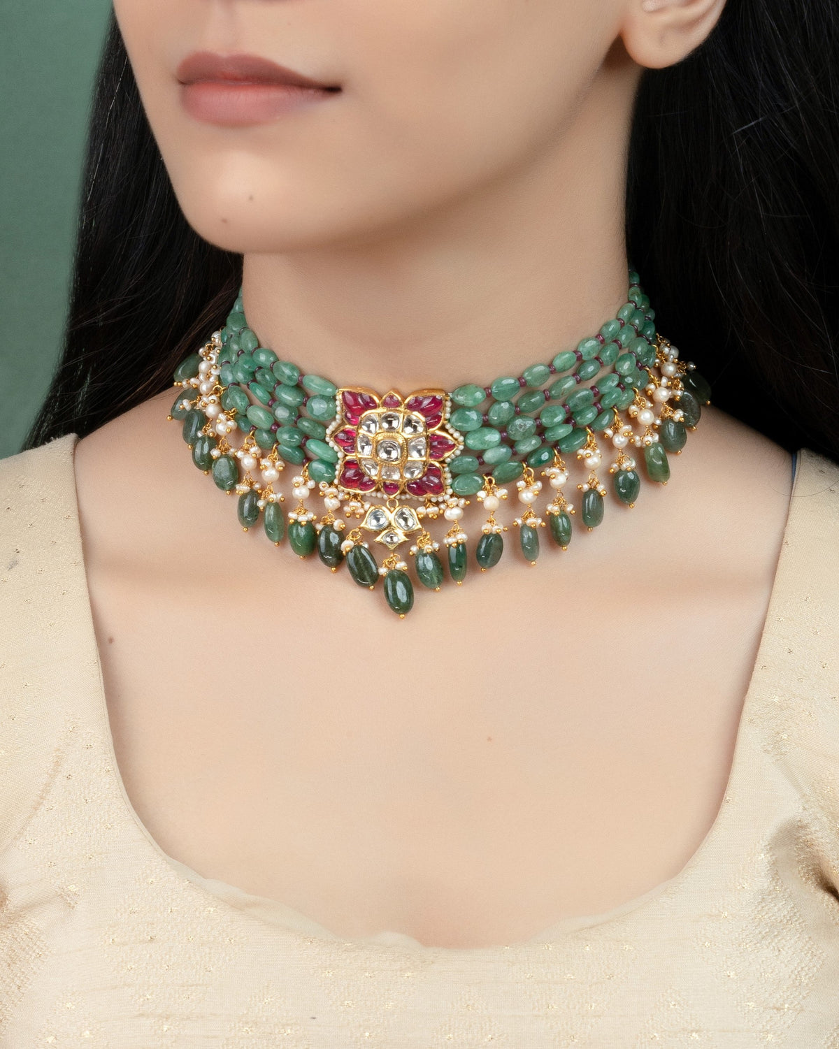Sonakshi Sinha - Shaina Bead Choker And Tia Chandbalis Polki Set