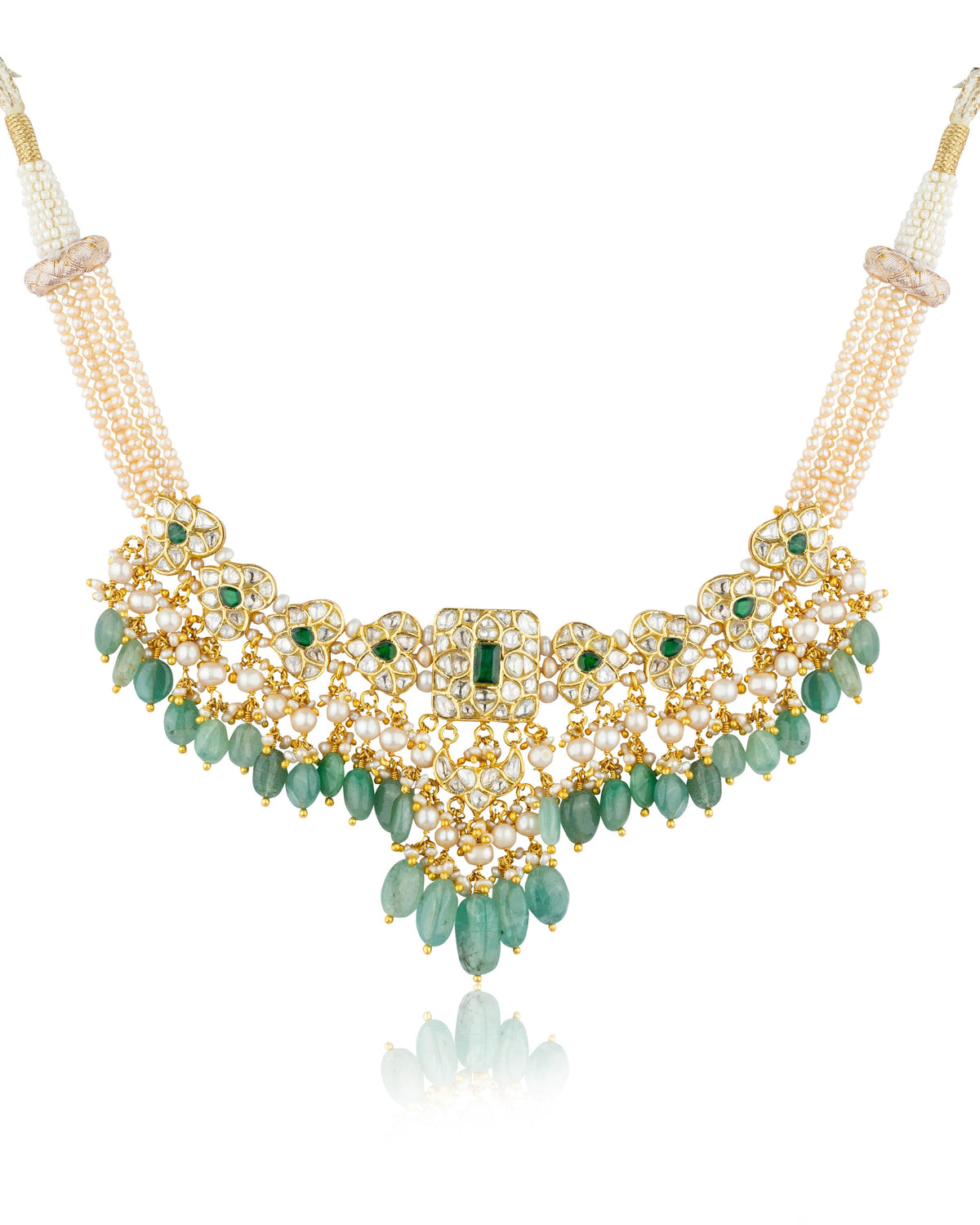 Ynez Necklace And Jeeya Chandbalis Polki Set