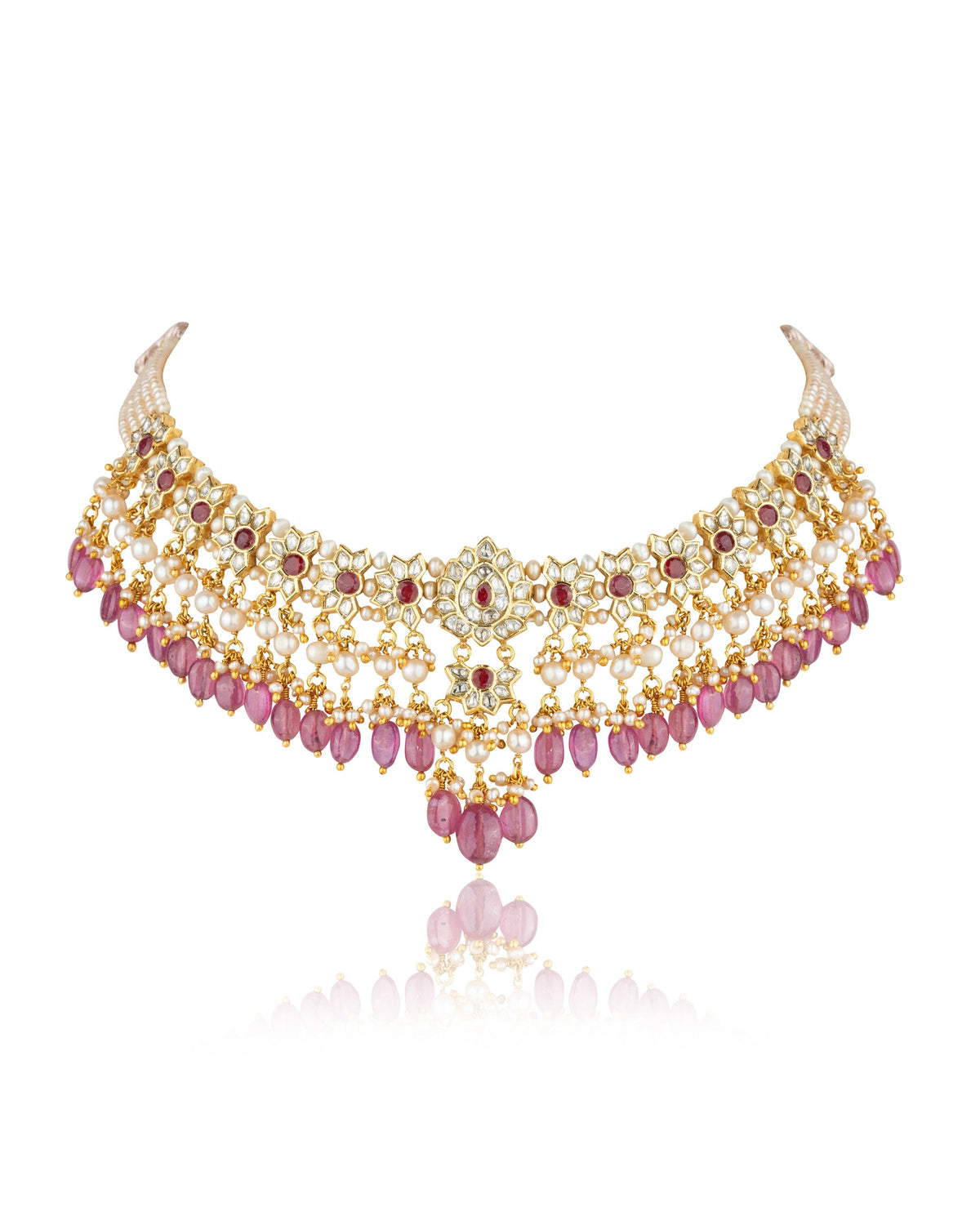 Shrin Choker And Heer Long Earrings Polki Set