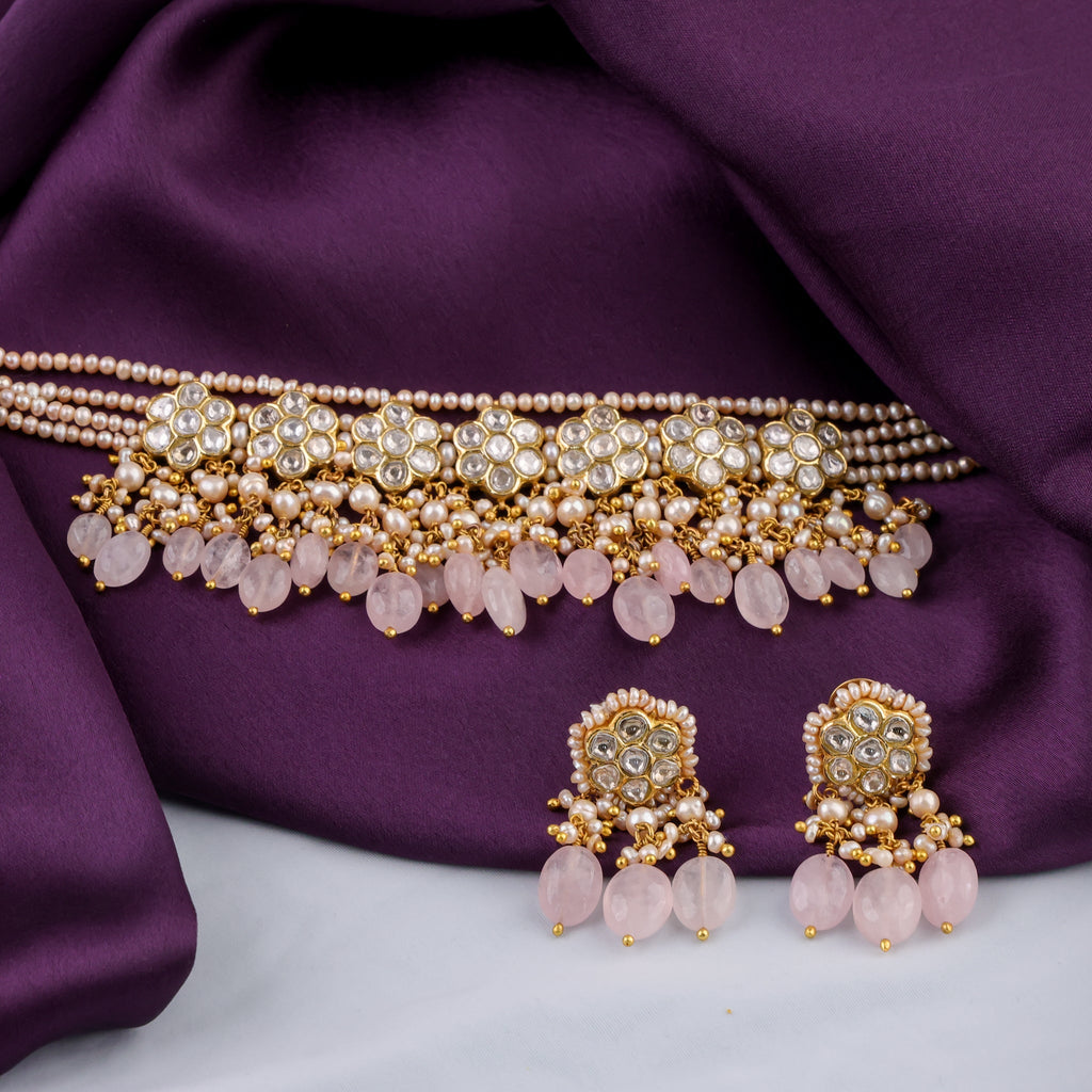 Karvi Choker And Dipansi Tops Polki Set