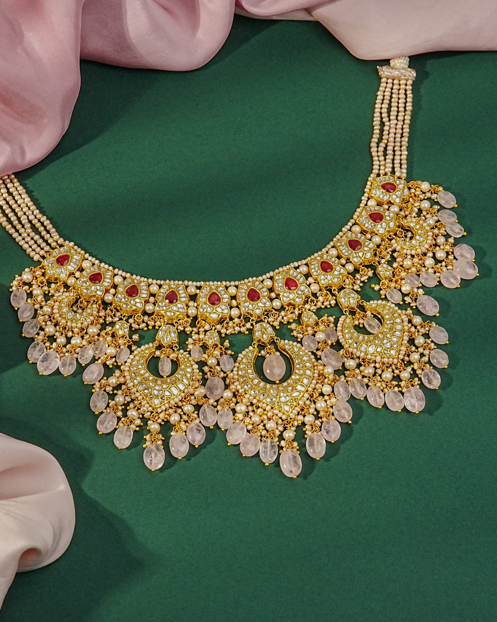Jane Necklace And Peony Chandbalis Polki Set