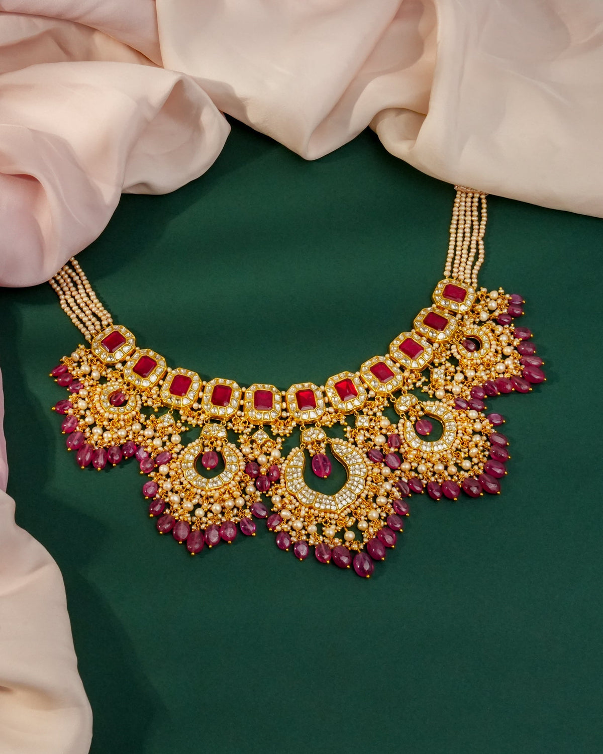 Calista Necklace And Mae Chandbalis Polki Set