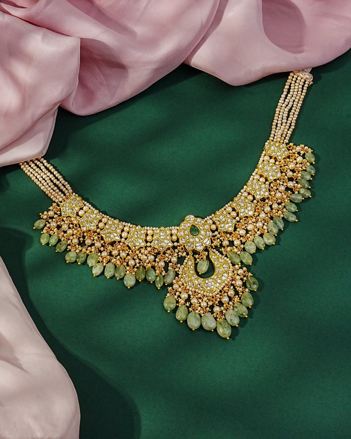 Zea Necklace And Nora Chandbalis Polki Set