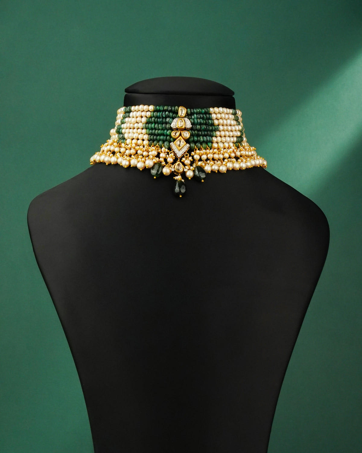 Indrakshi Polki And Diamond Bead Choker