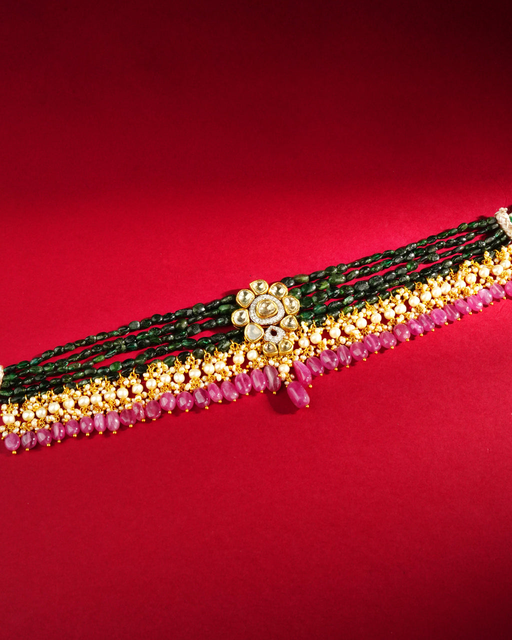 Nilambari Polki And Diamond Bead Choker