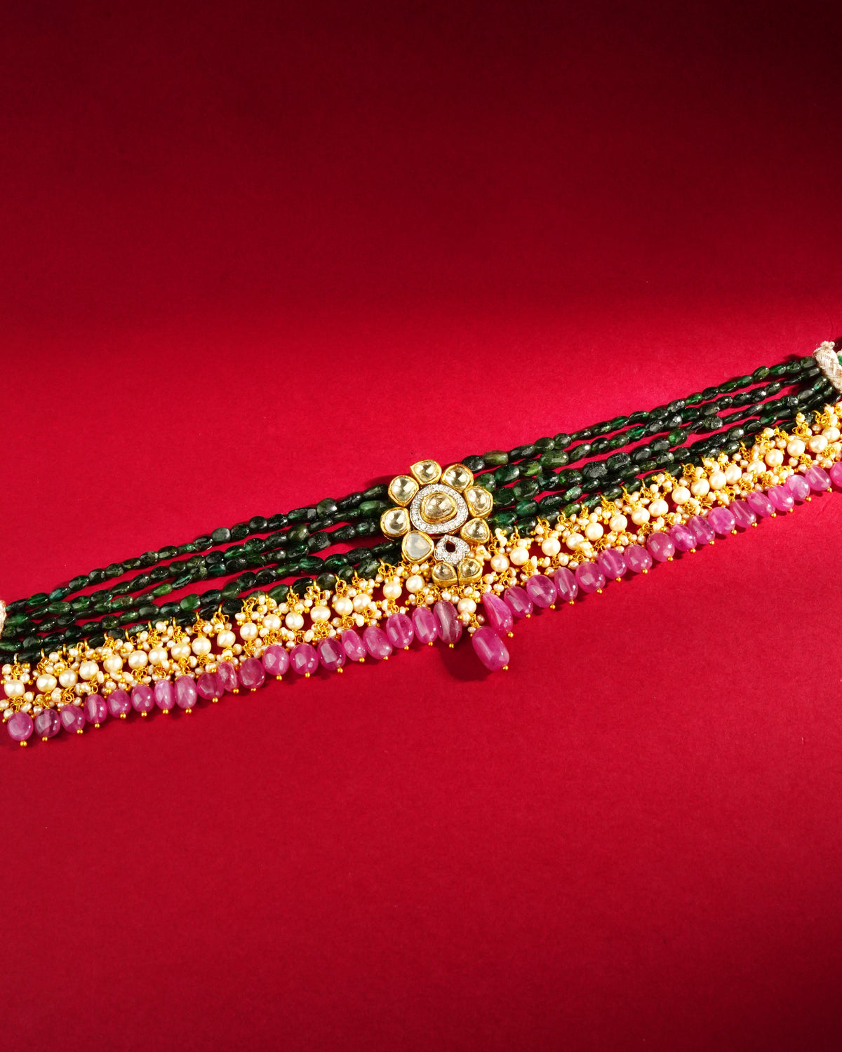 Nilambari Polki And Diamond Bead Choker