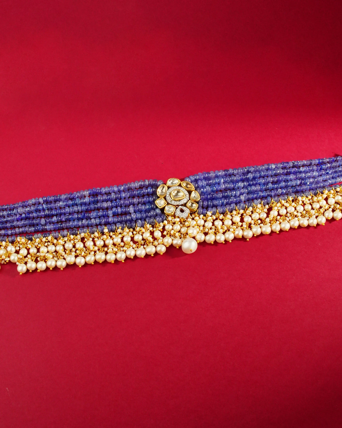 Aishi Polki And Diamond Bead Choker