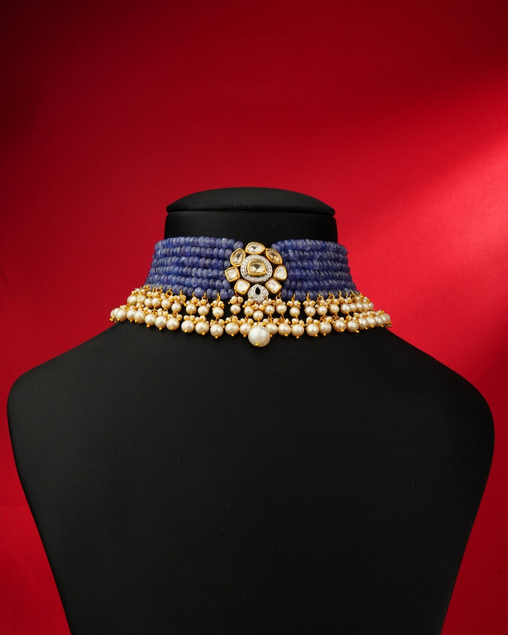 Aishi Polki And Diamond Bead Choker