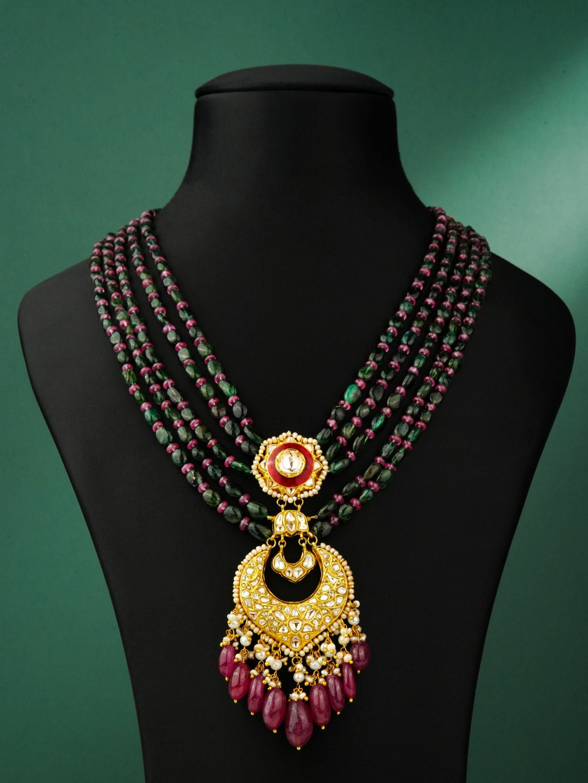 Neha Polki And Diamond Bead Pendant