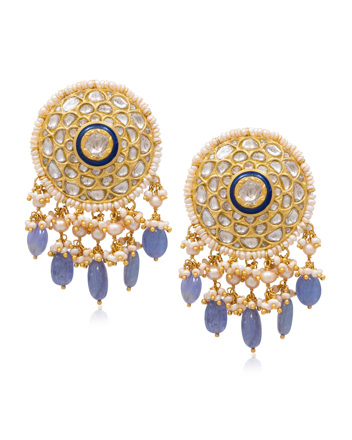 Zareen Bead Pendant And Banres Tops Polki Set