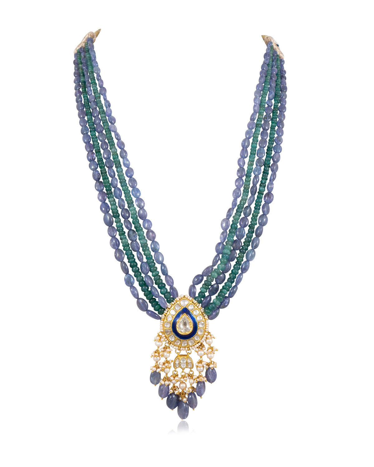 Zareen Bead Pendant And Banres Tops Polki Set