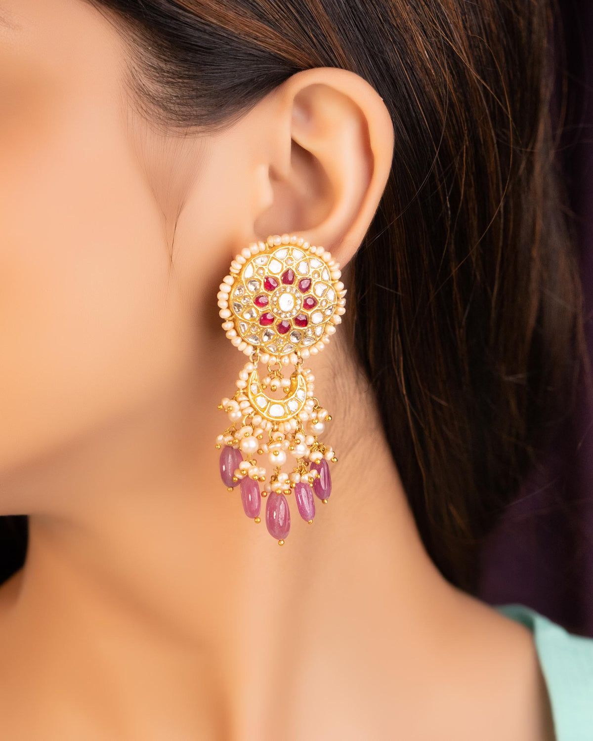 Srishti Necklace And Olisah Chandbalis Polki Set