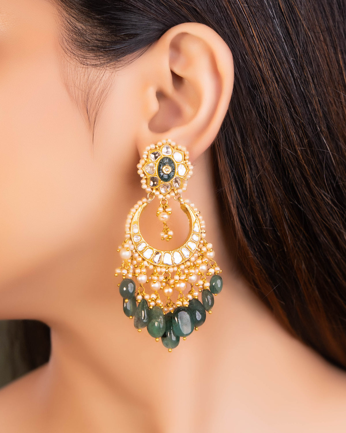 Shukrima Necklace And Tejal Chandbalis Polki Set