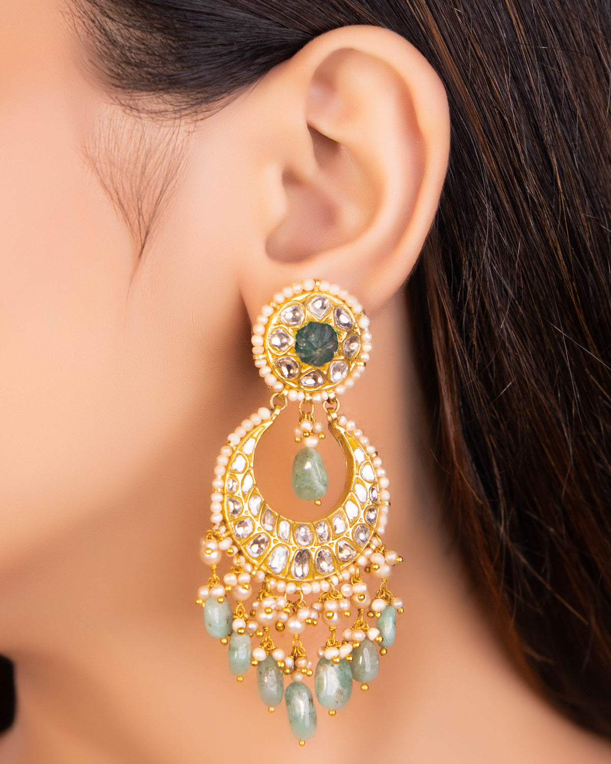 Suhana Necklace And Medha Chandbalis Polki Set