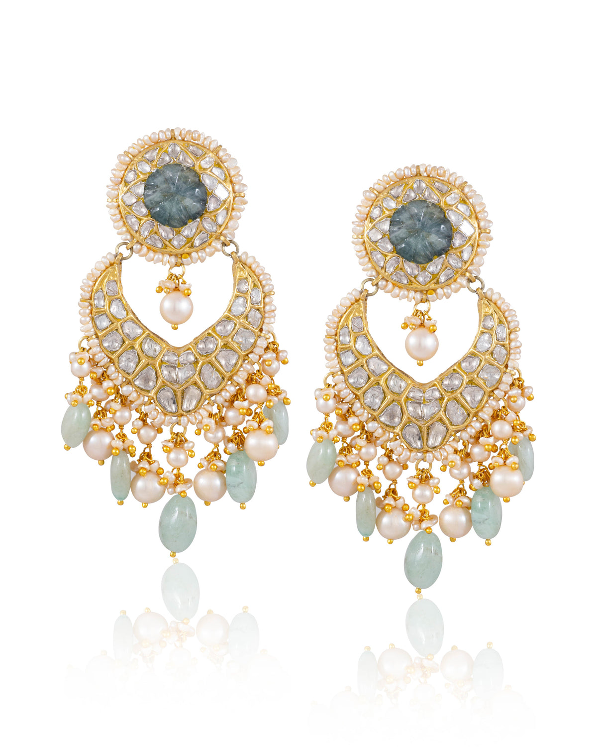 Laxshi Necklace And Kashish Chandbalis Polki Set