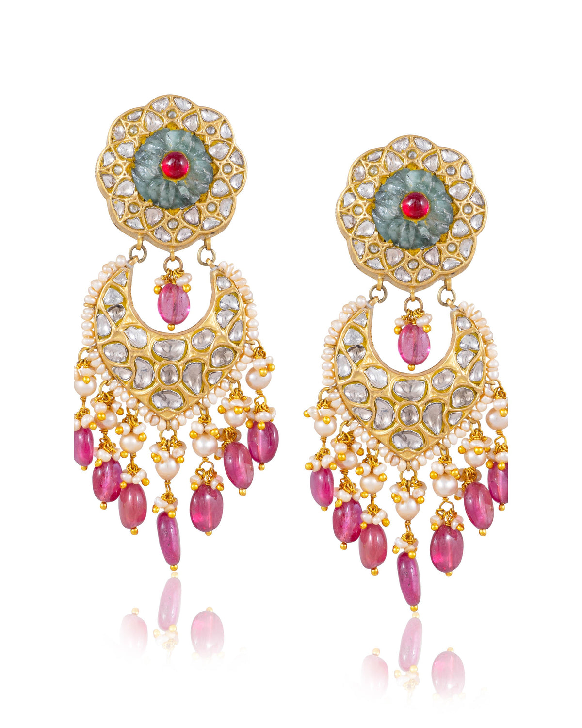 Vasudha Necklace And Viyaa Chandbalis Polki Set