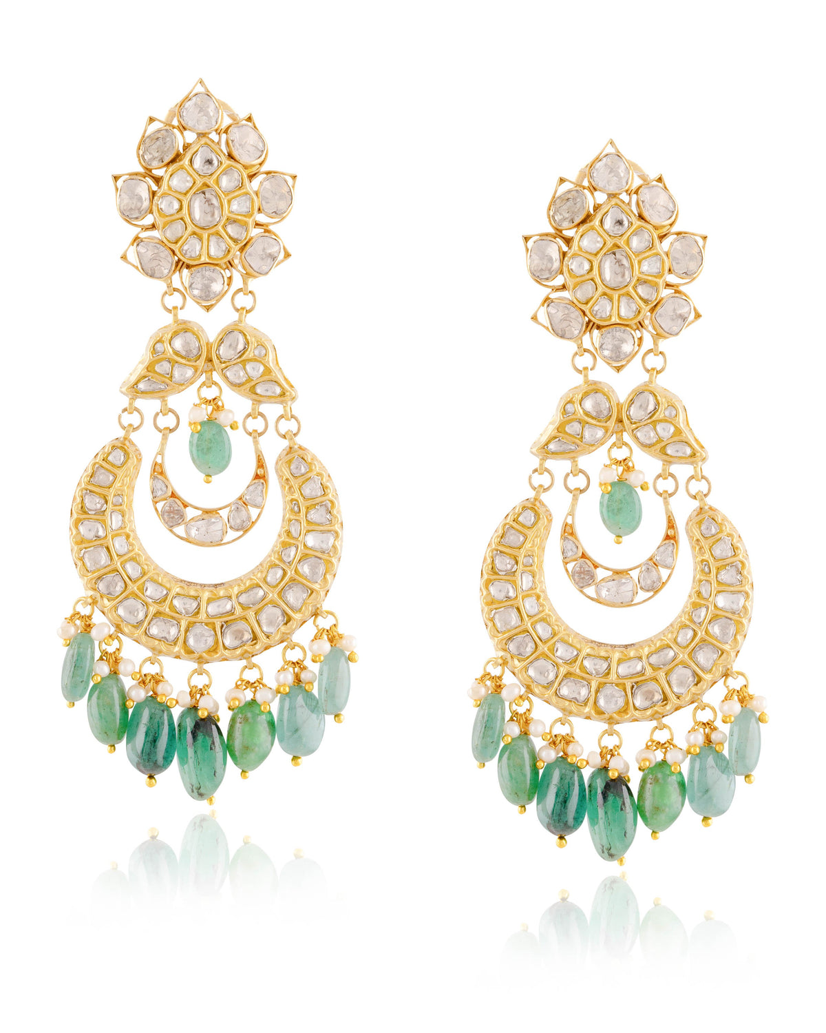 Hina Necklace And Diya Chandbalis  Polki And Diamond Set