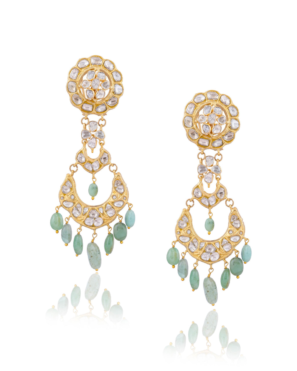 Reyanshi Long Necklace And Kiara Chandbalis Polki Set