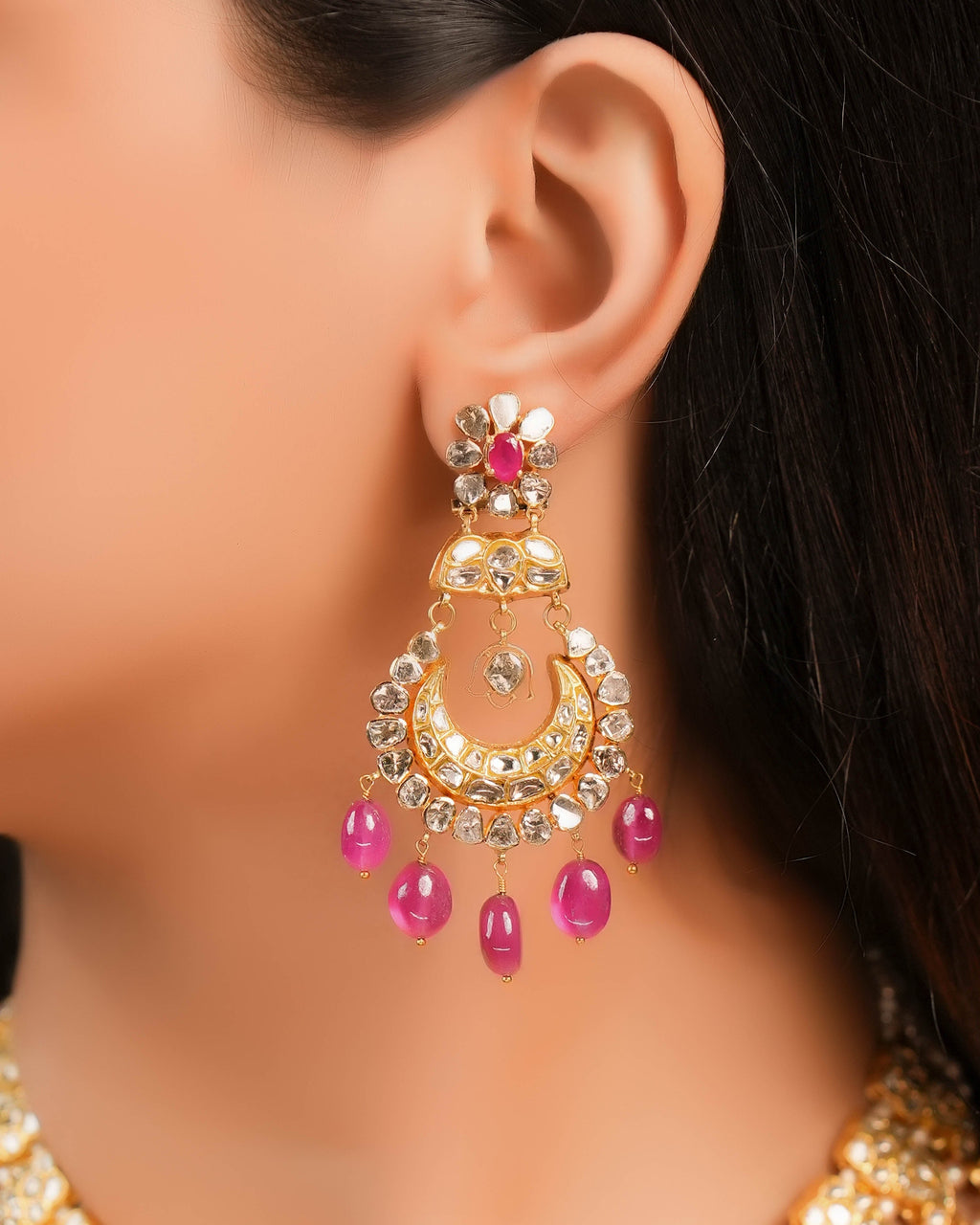 Laxshi Necklace And Lakshita Chandbalis Polki Set