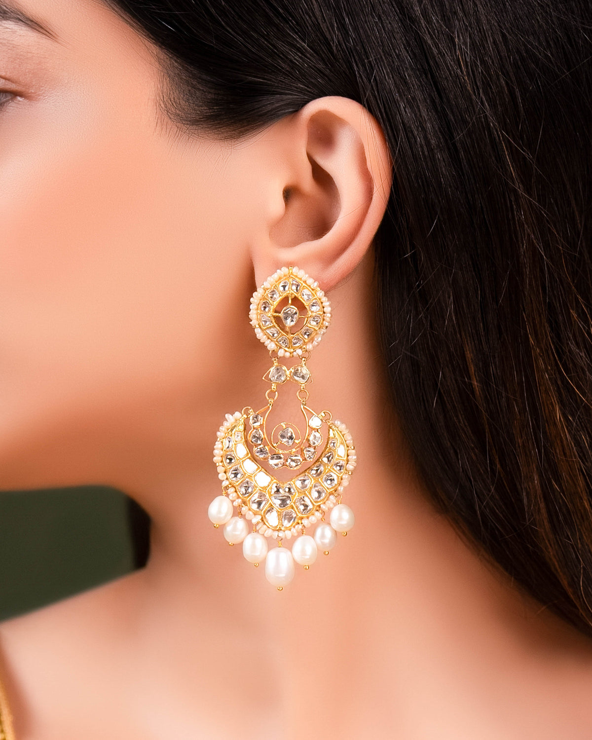 Anaita Necklace And Sakshi Chandbalis Polki Set